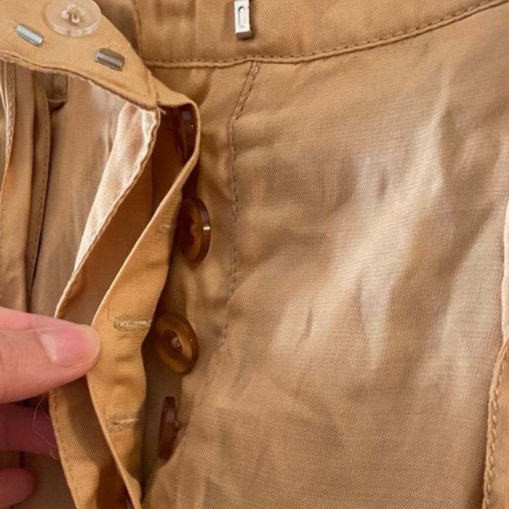 L'ACADEMIE The Danette Bronze Button Fly Belted High Rise Trousers - Picture 7 of 13